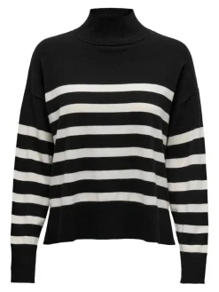 Best Only neule Onlbari L/S highneck Black cloud dancer
