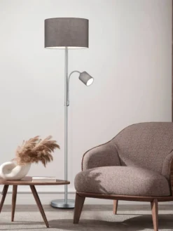 Trio Lighting lattiavalaisin Hotel E27+E14 harmaa